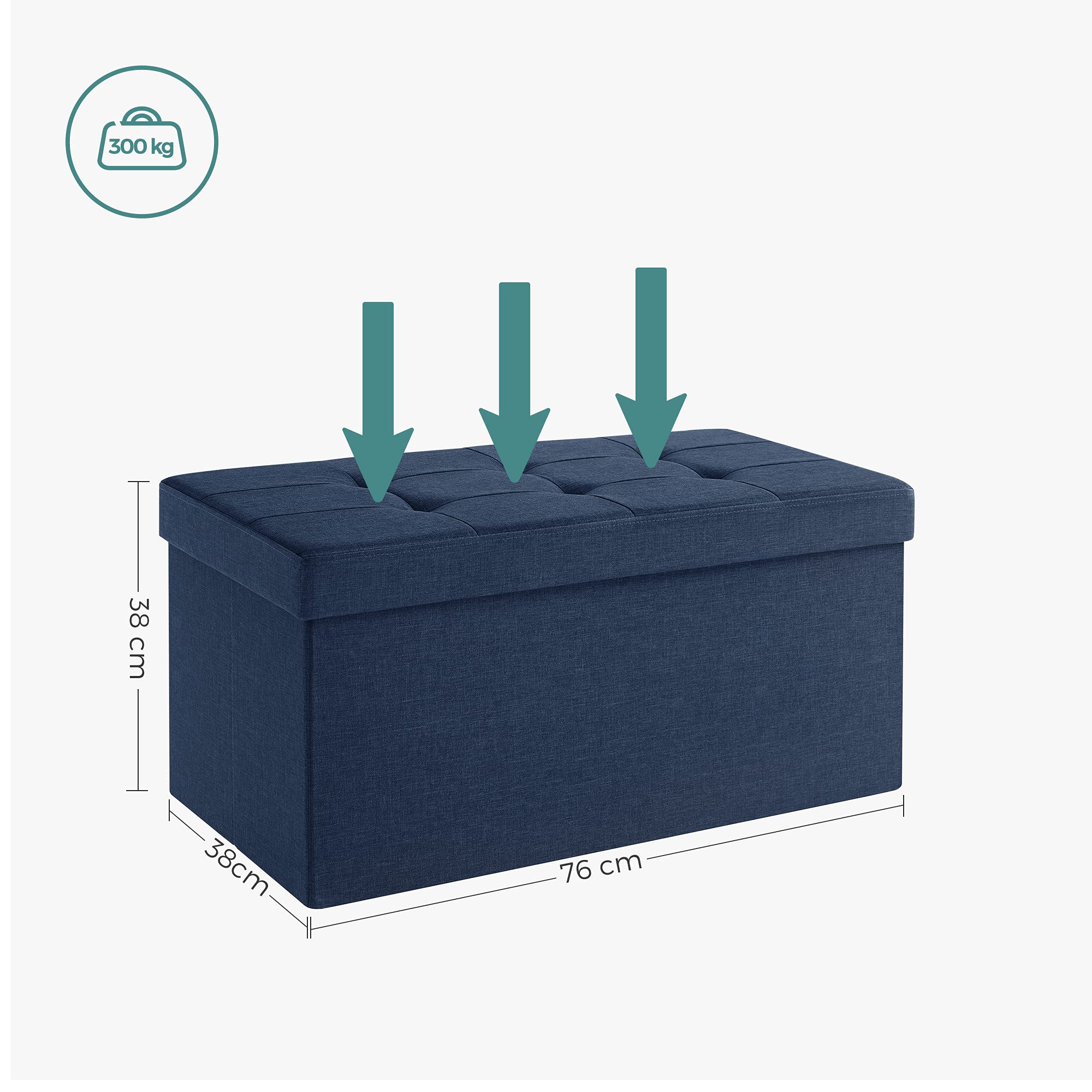 Foto 4 | Banco de Almacenamiento Puff Azul Oscuro 76 cm