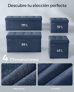 Foto 6 | Banco de Almacenamiento Puff Azul Oscuro 76 cm