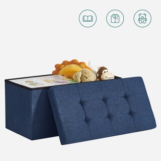 Foto 7 | Banco de Almacenamiento Puff Azul Oscuro 76 cm