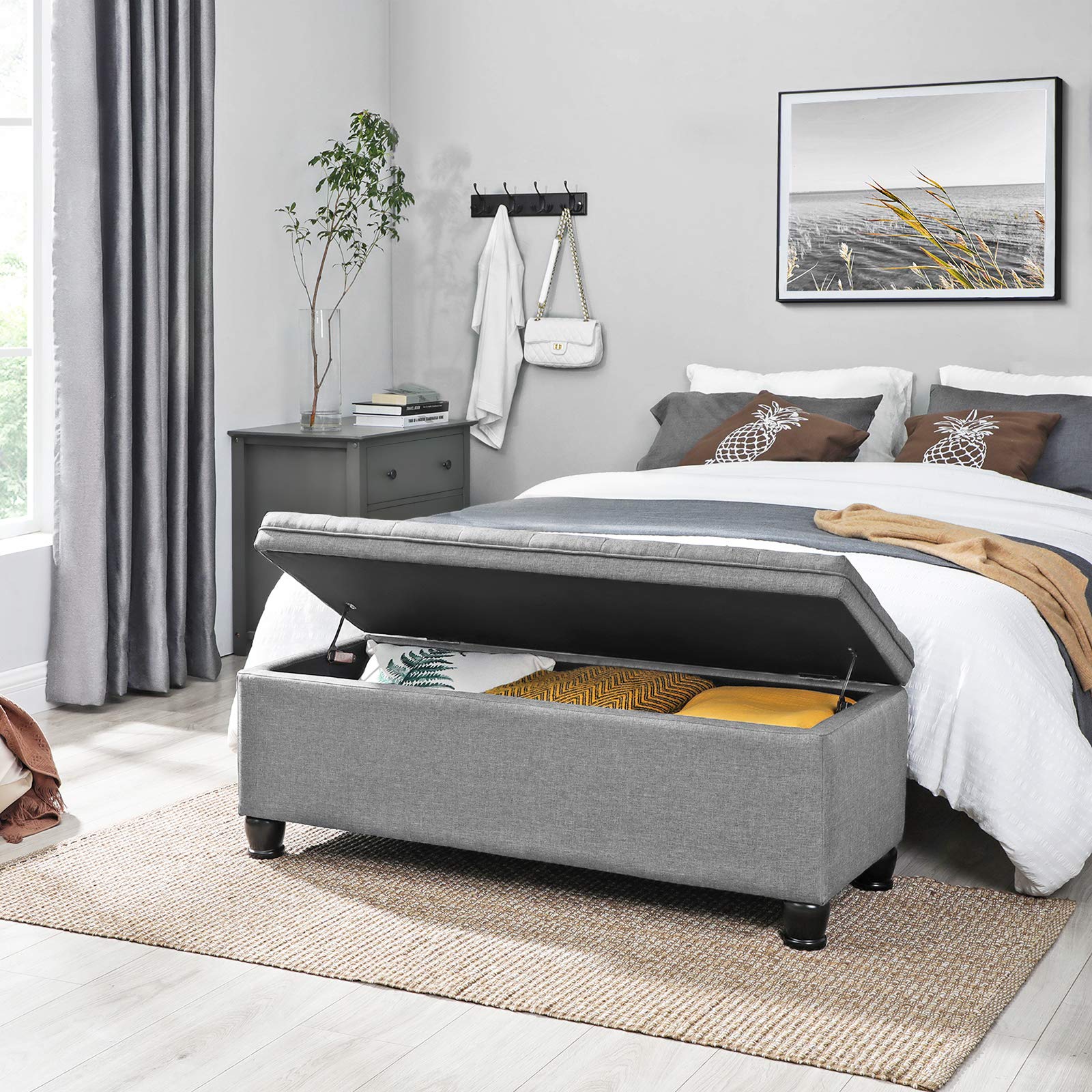 Foto 2 | Otomana De Almacenamiento Songmics Ulom070g02, 45 X 118 X 45 Cm, Gris Claro - Venta Internacional.