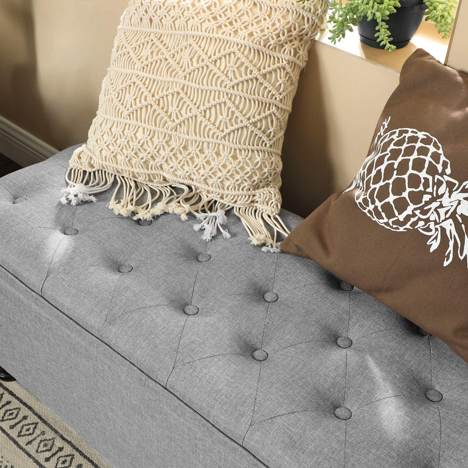 Foto 5 pulgar | Otomana De Almacenamiento Songmics Ulom070g02, 45 X 118 X 45 Cm, Gris Claro - Venta Internacional.