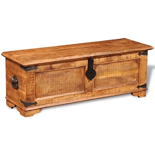Foto 1 | Baúl De Almacenamiento Vidaxl De Madera De Mango Rugoso Con Reposapiés Otomano - Venta Internacional.