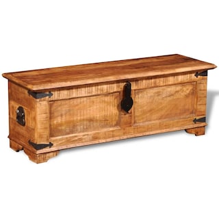 Foto 3 | Baúl De Almacenamiento Vidaxl De Madera De Mango Rugoso Con Reposapiés Otomano - Venta Internacional.