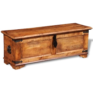 Foto 6 | Baúl De Almacenamiento Vidaxl De Madera De Mango Rugoso Con Reposapiés Otomano - Venta Internacional.