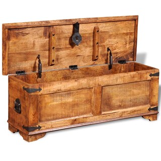 Foto 7 | Baúl De Almacenamiento Vidaxl De Madera De Mango Rugoso Con Reposapiés Otomano - Venta Internacional.