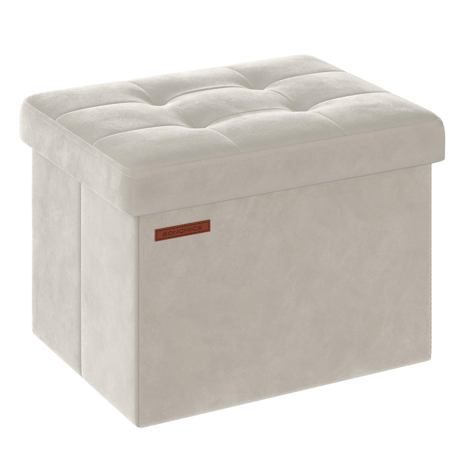 Foto 2 pulgar | Reposapiés Plegable Storage Ottoman Songmics Beige - Venta Internacional