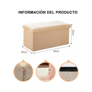 Foto 2 | Silla Cuboid Plegable con Cajón Almacenador Eo Safe Imports Esi-20751 Beige