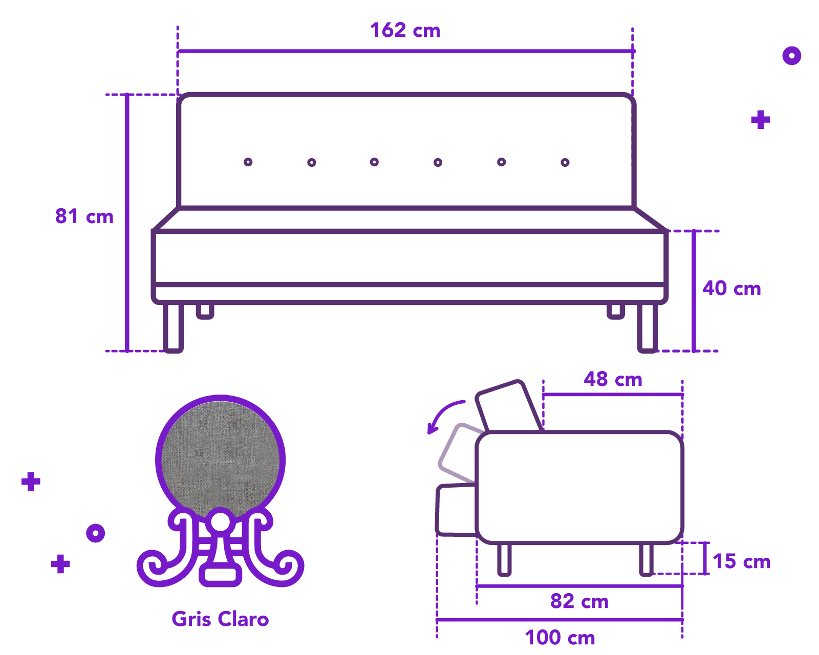 Foto 7 | Sofá Cama Caroli con Portavaso color Gris
