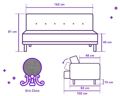Foto 7 | Sofá Cama Caroli con Portavaso color Gris