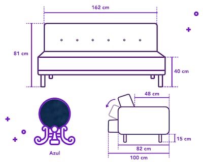 Foto 7 | Sofá Cama Caroli con Portavaso color Azul