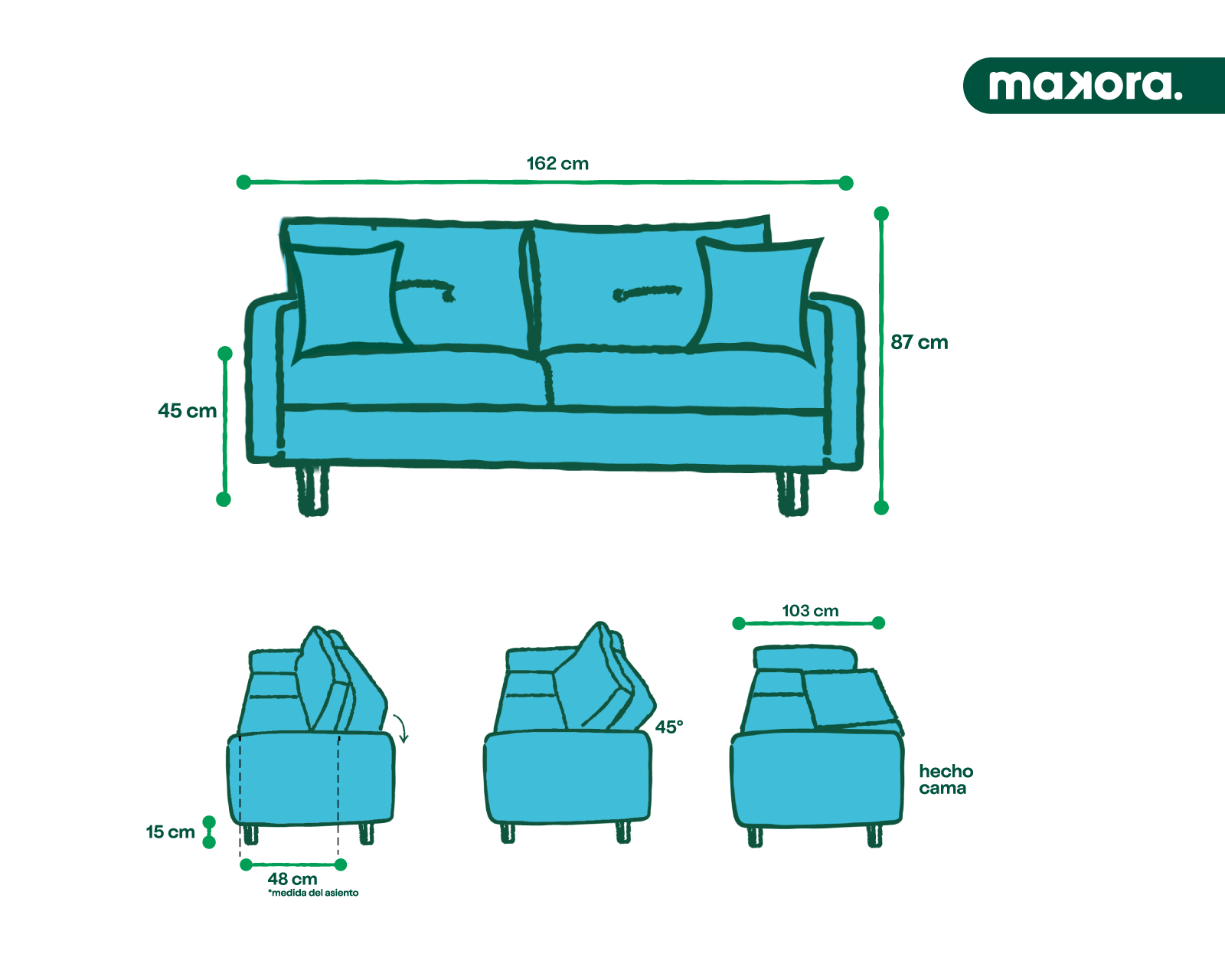 Foto 9 pulgar | Sofá Cama Makora Coffey Gris con Portavasos