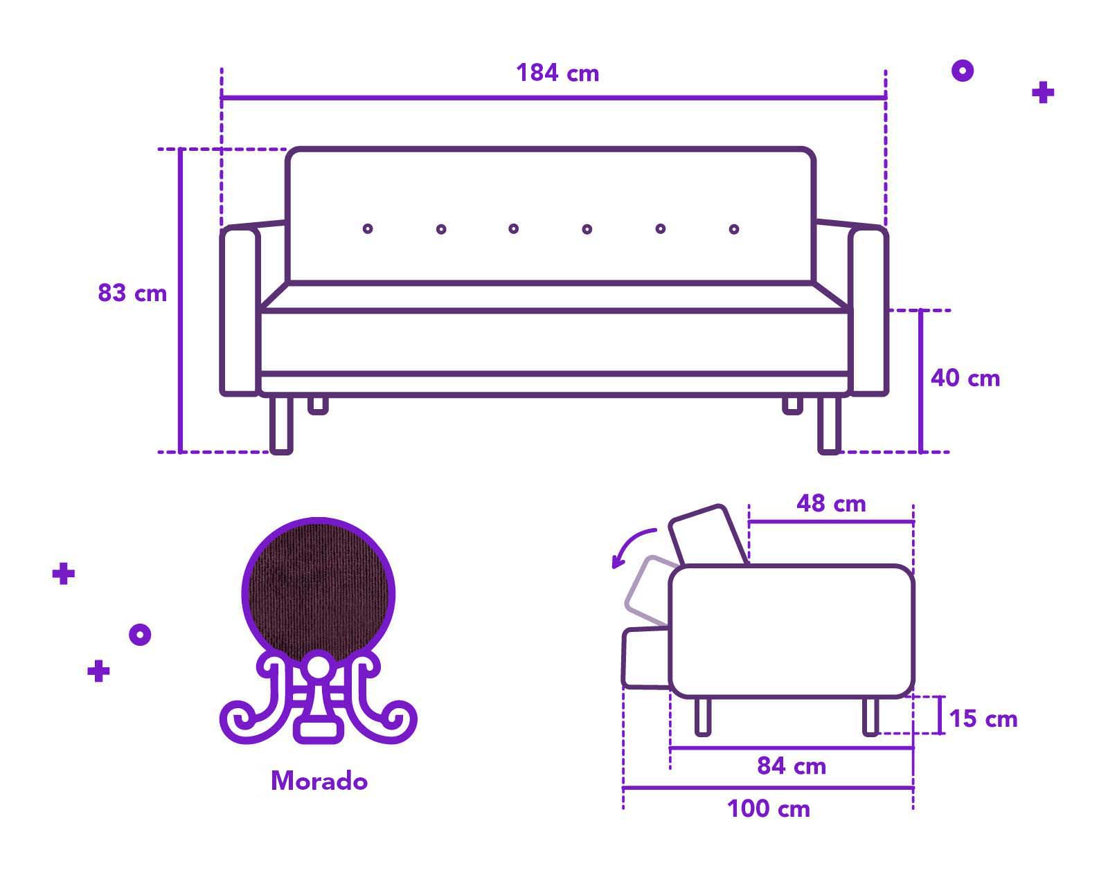 Foto 7 | Sofá Cama Mercury Morado Varias Posiciones