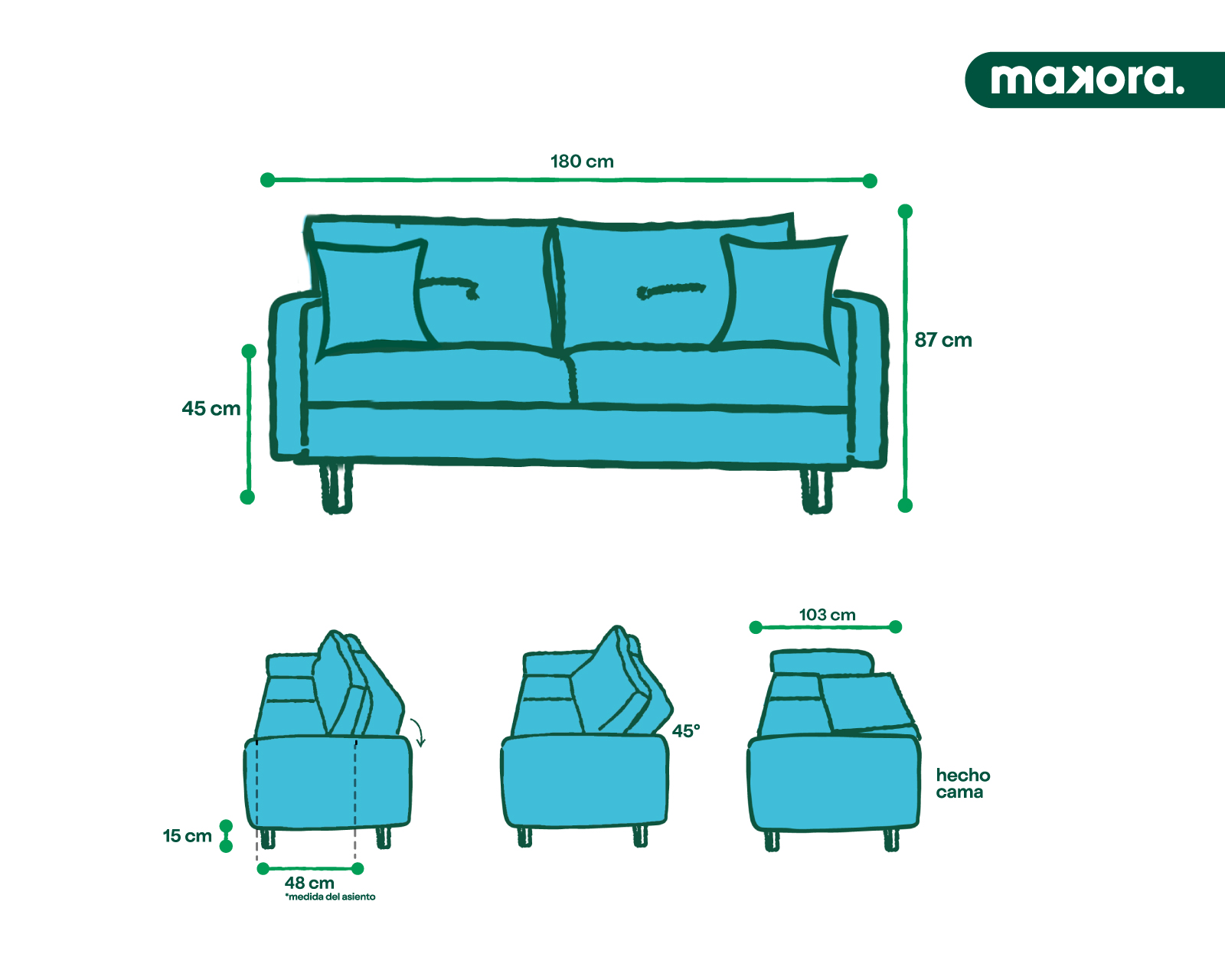 Foto 8 | Sofá Cama Makora Zeppelin Gris Claro con Portavasos