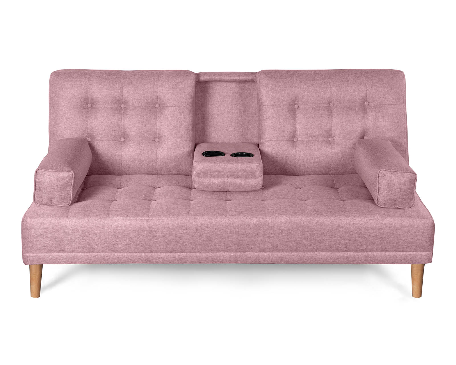 Sofá Cama de Lino Palo de Rosa con Portavasos Modelo Queen