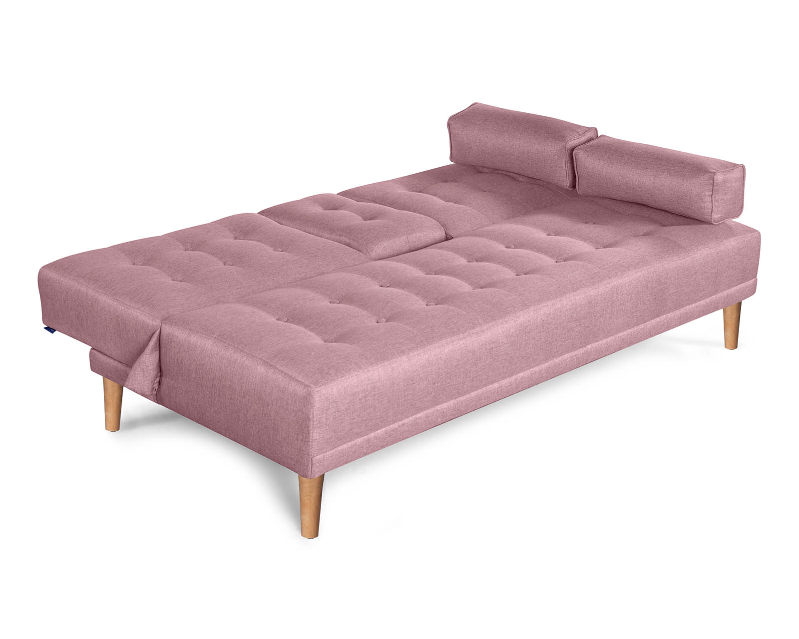 Foto 5 pulgar | Sofá Cama de Lino Palo de Rosa con Portavasos Modelo Queen