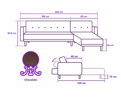 Foto 7 | Sala Modular Sofá Cama Reversible Duomo Chocolate