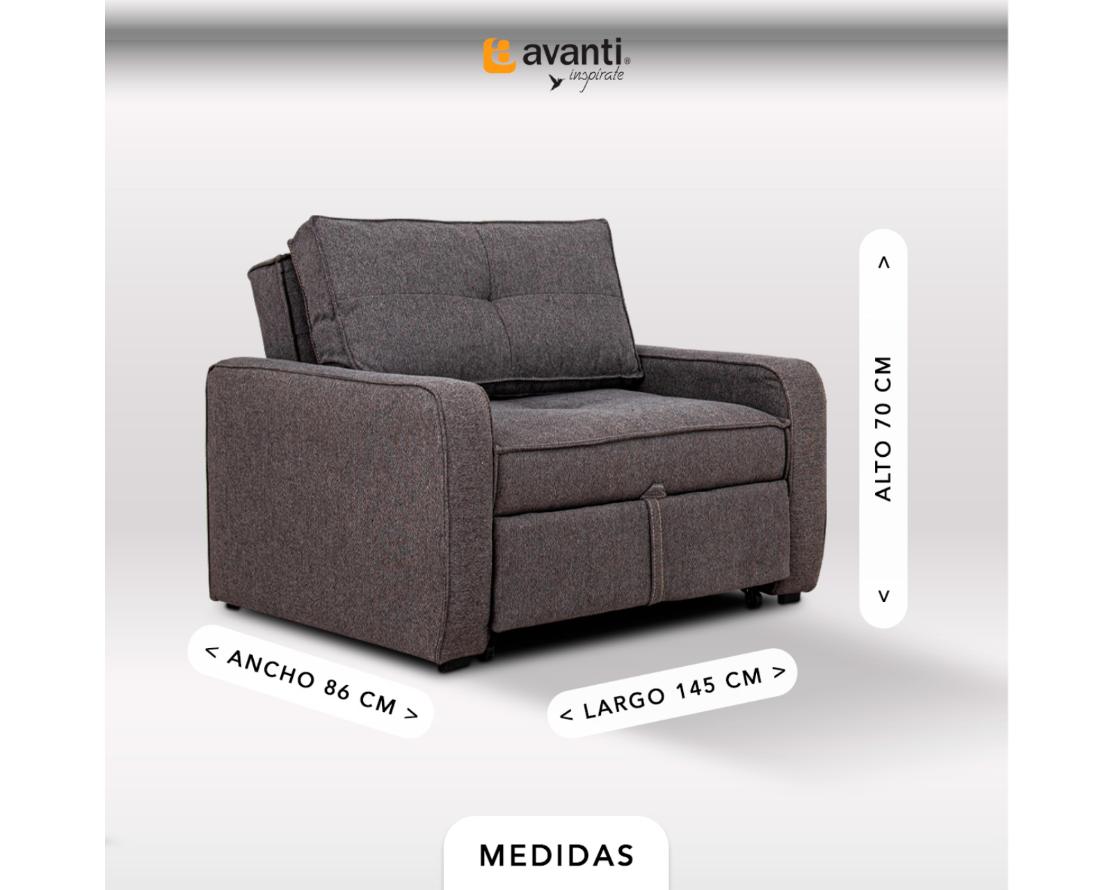 Foto 4 | Sillón Cama Cosmobel Mane color Grafito de Tela
