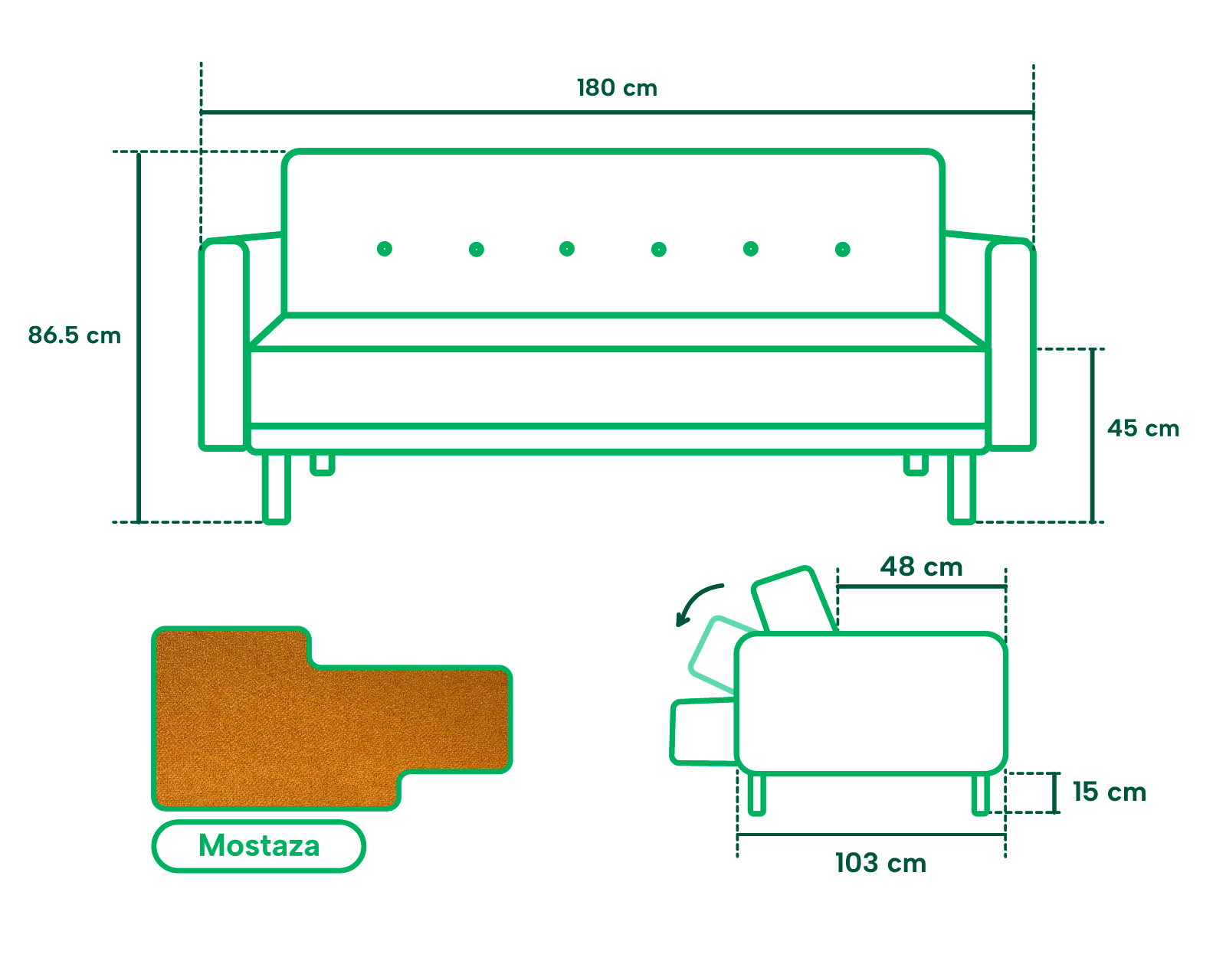 Foto 6 pulgar | Sofá Cama Makora Prince Mostaza con Tecnología Beehive Airflex Foam