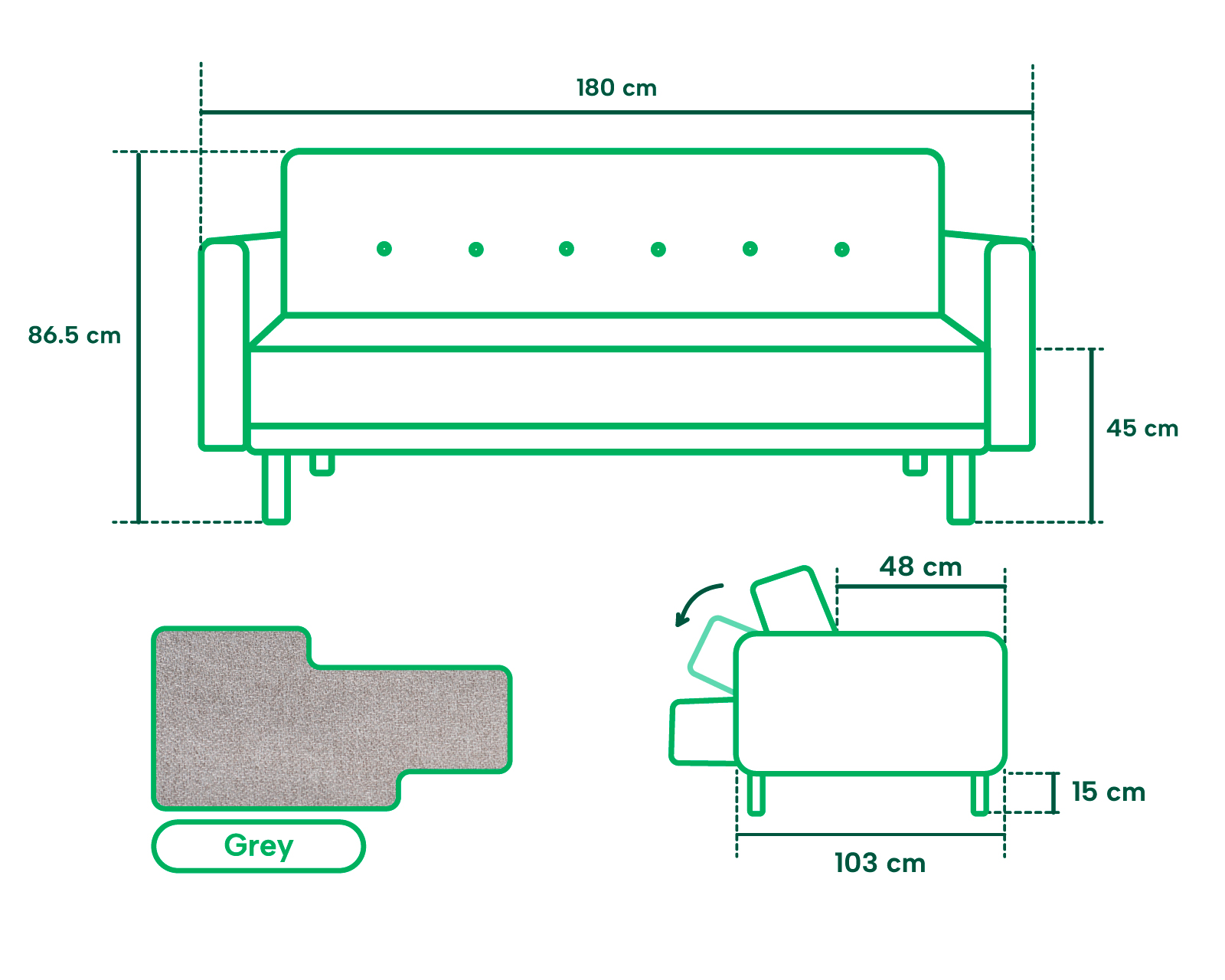 Foto 6 pulgar | Sofá Cama Prince Makora con Tecnología Beehive Airflex Foam color Gris Claro