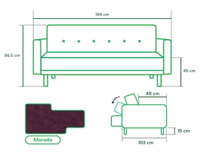 Foto 6 | Sofá Cama Branson Makora con Tecnología Beehive Airflex Foam color Morado