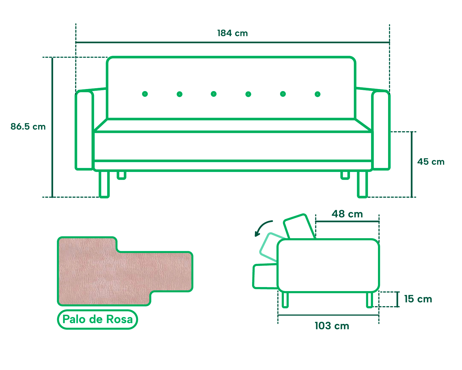 Foto 7 pulgar | Sofá Cama Makora Branson Palo de Rosa con Tecnología Beehive Airflex Foam
