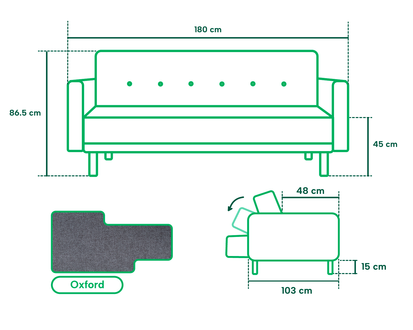 Foto 6 pulgar | Sofá Cama Makora Prince Gris Oxford con Tecnología Beehive Airflex Foam