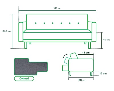 Foto 5 | Sofá Cama Makora Prince Gris Oxford con Tecnología Beehive Airflex Foam
