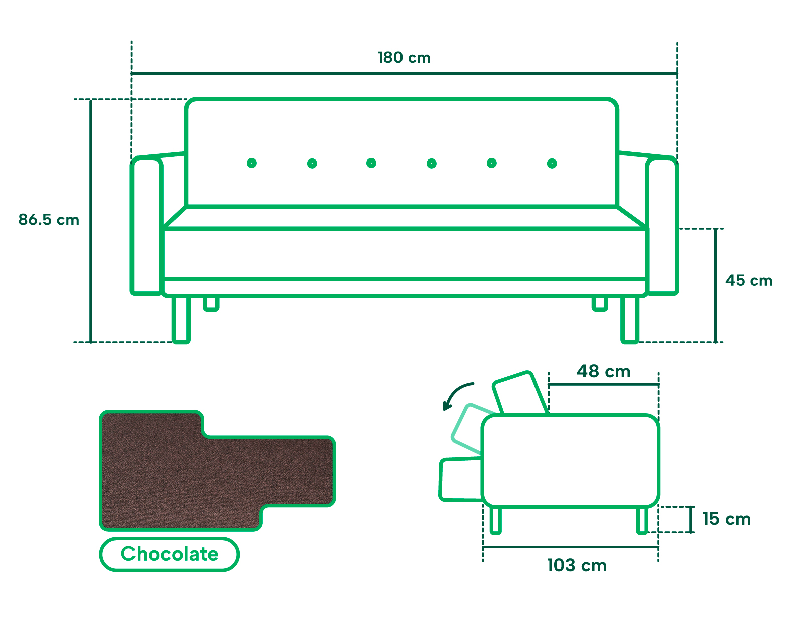 Foto 5 | Sofá Cama Makora Prince Marrón con Tecnología Beehive Airflex Foam