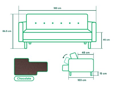Foto 5 | Sofá Cama Makora Prince Marrón con Tecnología Beehive Airflex Foam
