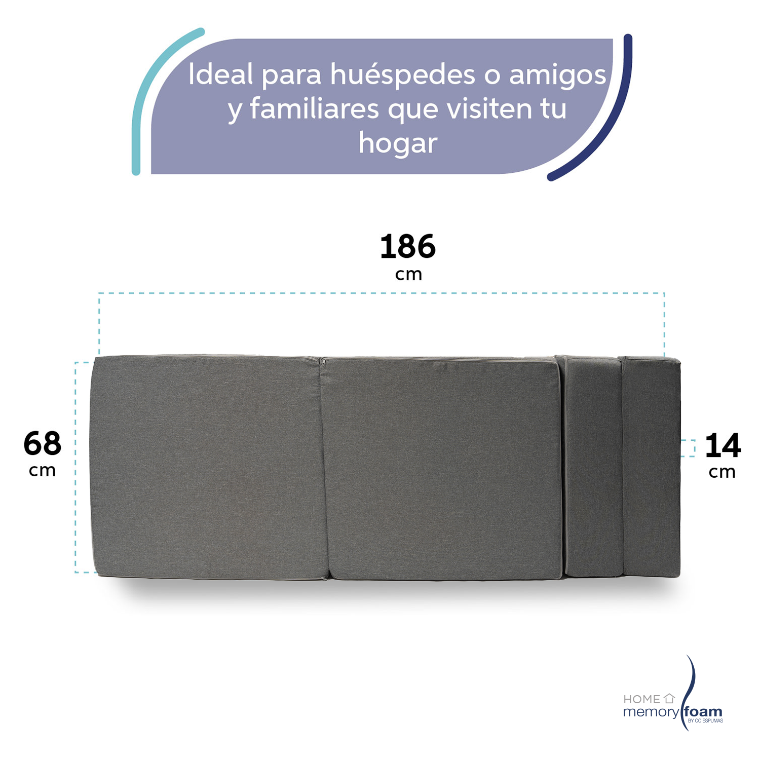 Foto 7 pulgar | Sofá Cama Memory Foam Individual  Plegable Gris