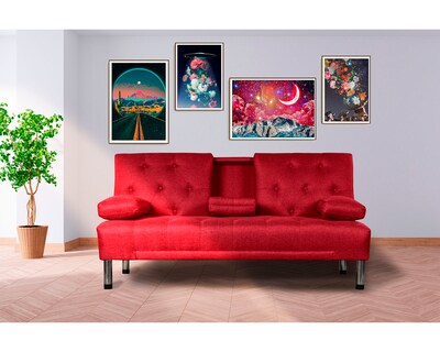 Foto 4 | Sofá Cama Sofantástico Caroli Rojo con Portavaso