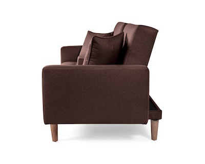 Foto 4 | Sofá Cama Tammy de Lino Chocolate con Portavasos