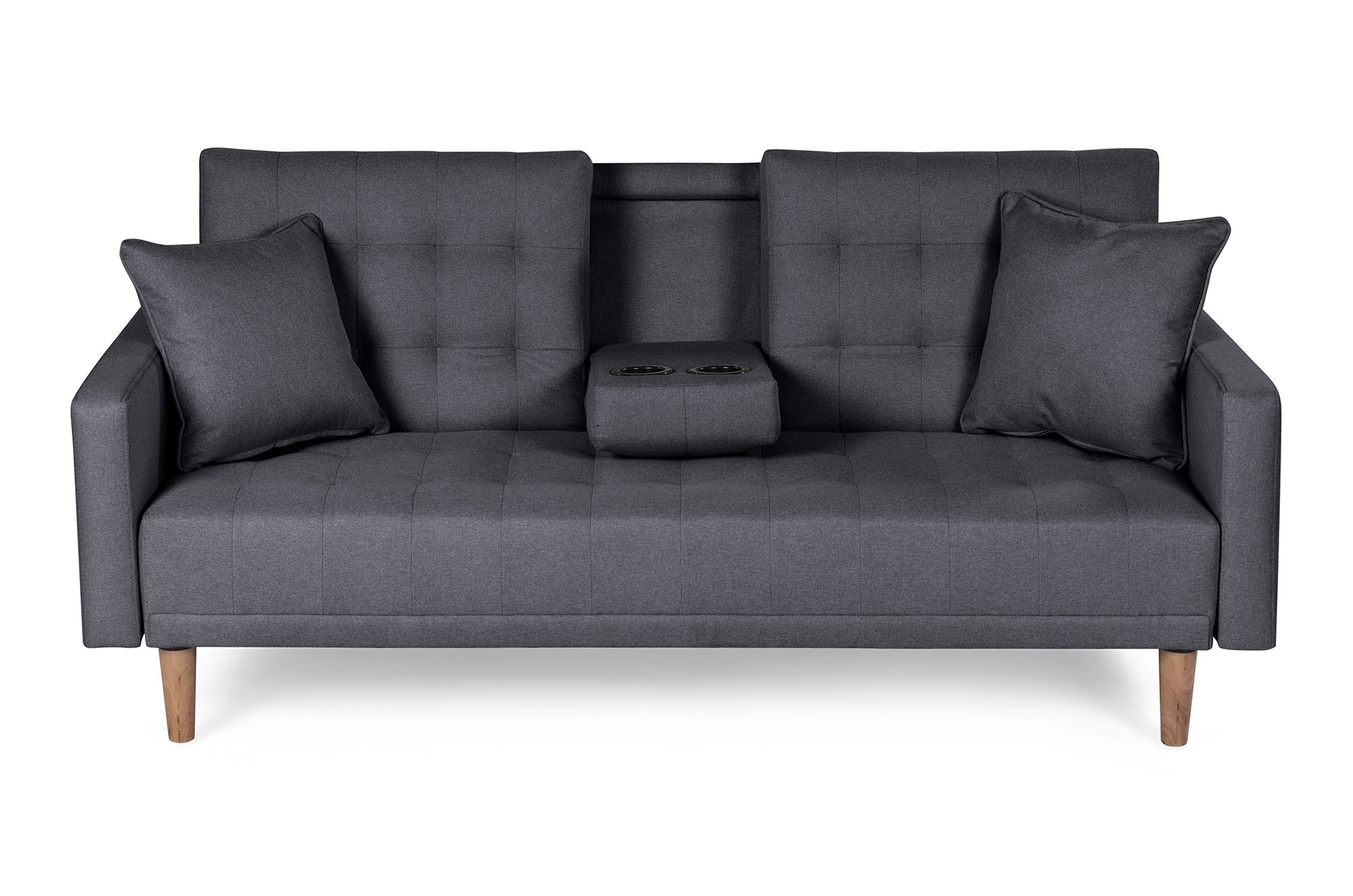 Sofá Cama con Portavasos de Lino Gris Oxford Boxsofa Tammy