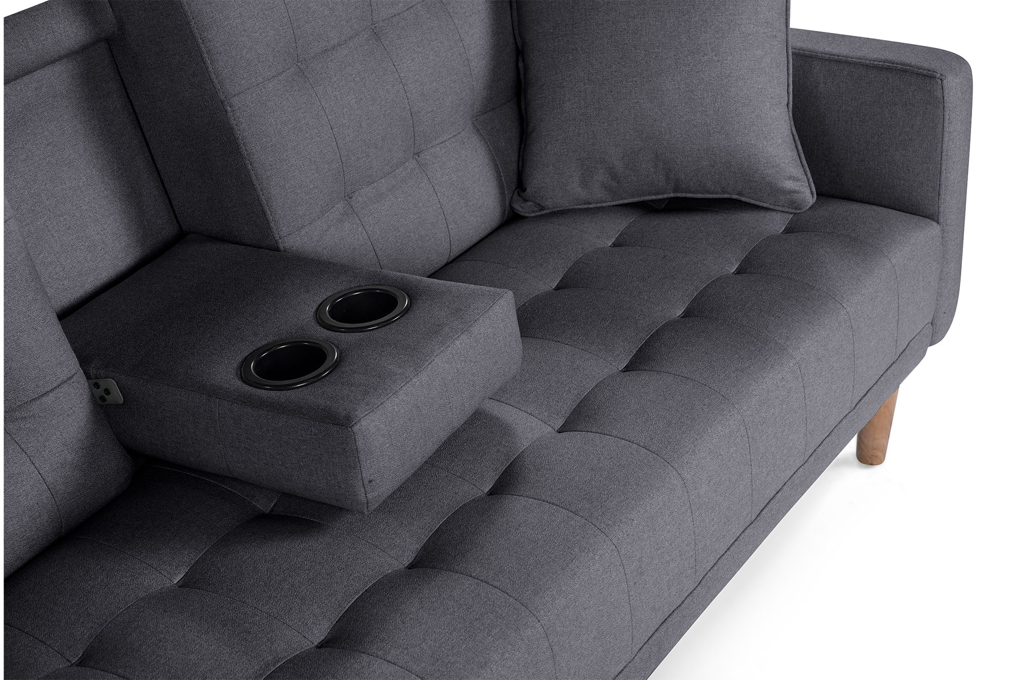 Foto 6 | Sofá Cama con Portavasos de Lino Gris Oxford Boxsofa Tammy