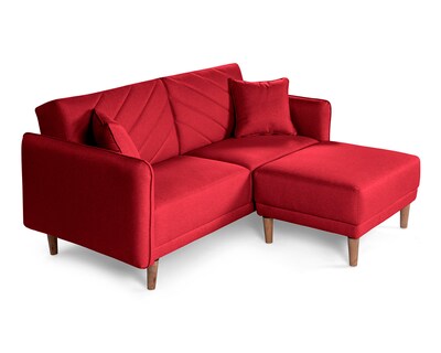 Foto 3 | Sala Modular Sofá Cama Reversible de Lino Rojo Ritz