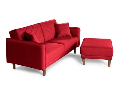 Foto 4 | Sala Modular Sofá Cama Reversible de Lino Rojo Ritz