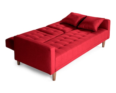 Foto 4 | Sofá Cama con Portavasos de Lino Rojo Boxsofa Tammy