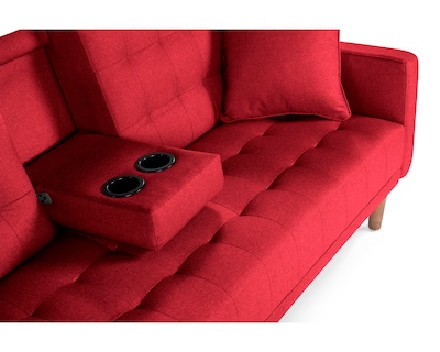 Foto 5 | Sofá Cama con Portavasos de Lino Rojo Boxsofa Tammy
