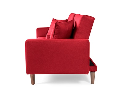 Foto 6 | Sofá Cama con Portavasos de Lino Rojo Boxsofa Tammy