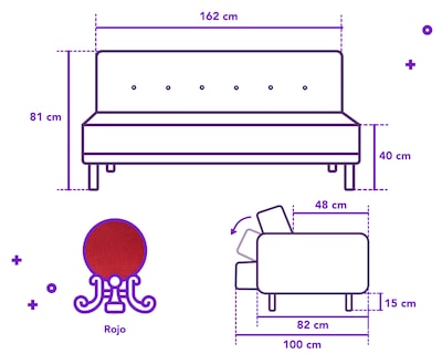 Foto 7 | Sofá Cama con Portavasos de Lino Rojo Boxsofa Tammy