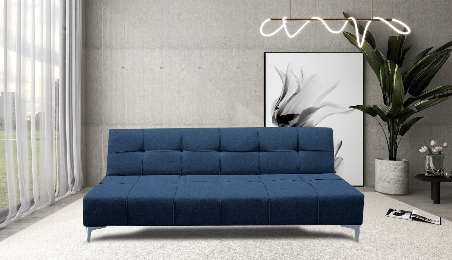 Foto 3 pulgar | Sofa Cama Reclinable El Bazar Store New York Azul Marino, Futon 3 Posiciones, Sala, Love Seat