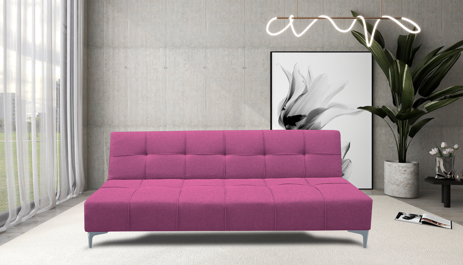 Foto 3 pulgar | Sofa Cama Reclinable El Bazar Store New York Rosa , Futon 3 Posiciones, Sala, Love Seat