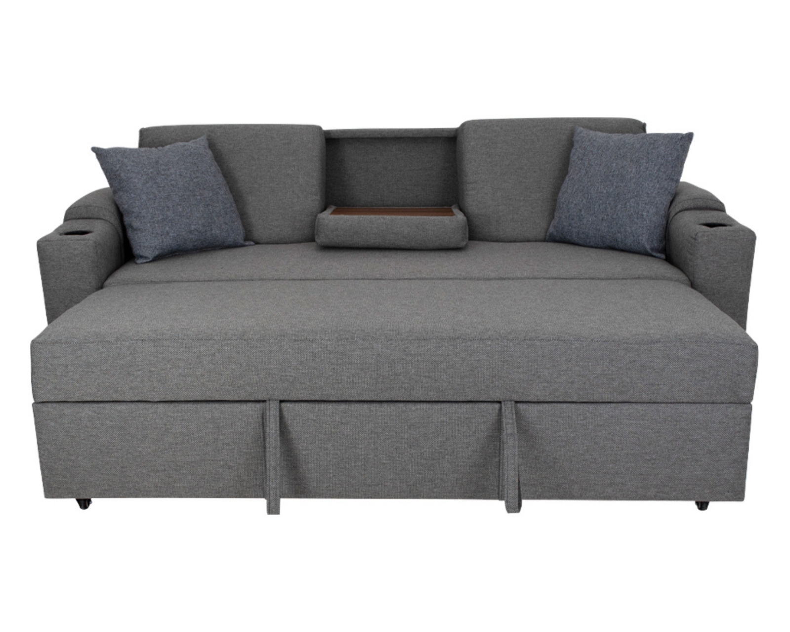 Foto 4 pulgar | Sofá Cama Easy Living Milán Gris con Mesa Plegable y Portavasos