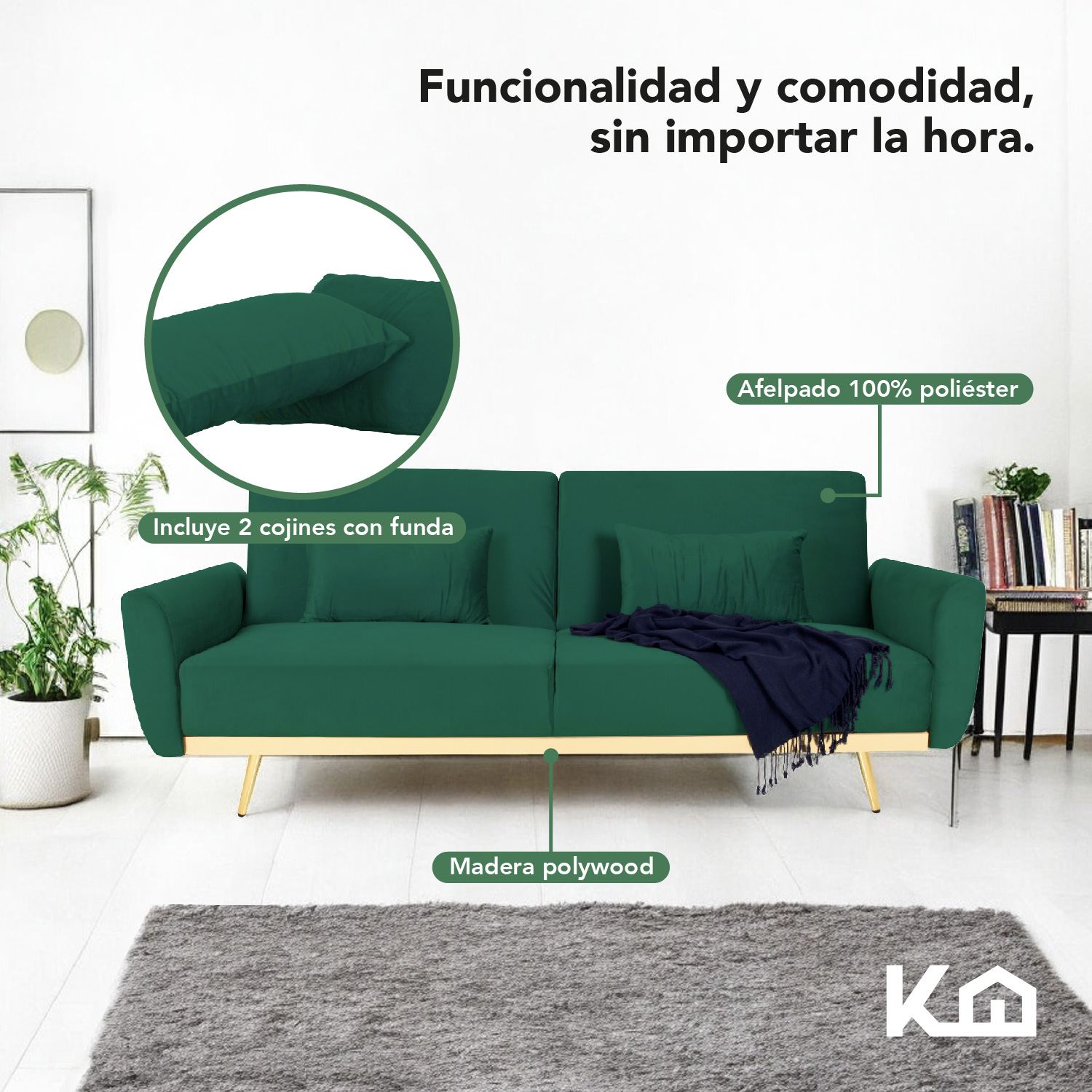 Foto 5 pulgar | Sofá Cama Silla Sillón Plegable Sala Moderna Velvet + Cojín