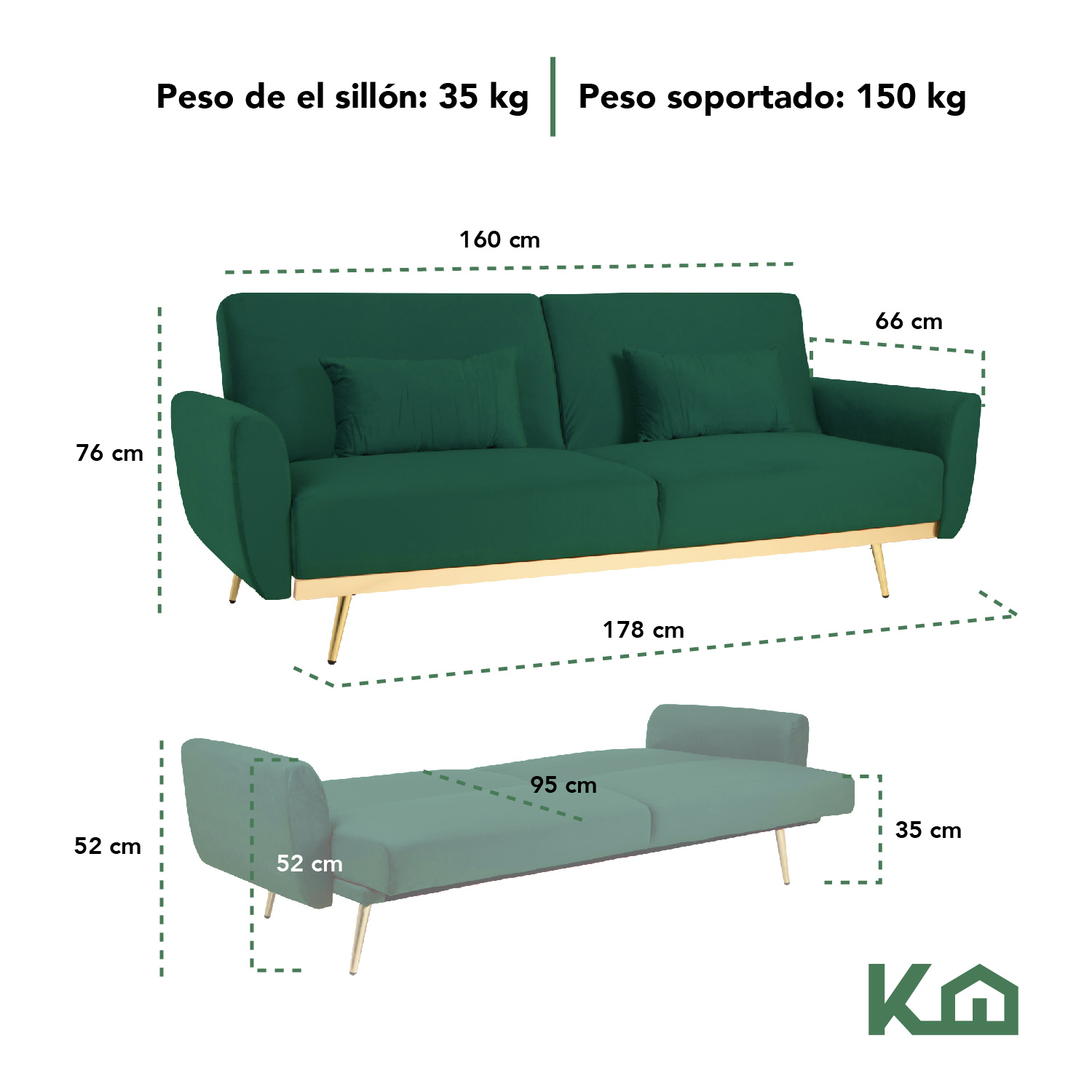 Foto 6 pulgar | Sofá Cama Silla Sillón Plegable Sala Moderna Velvet + Cojín