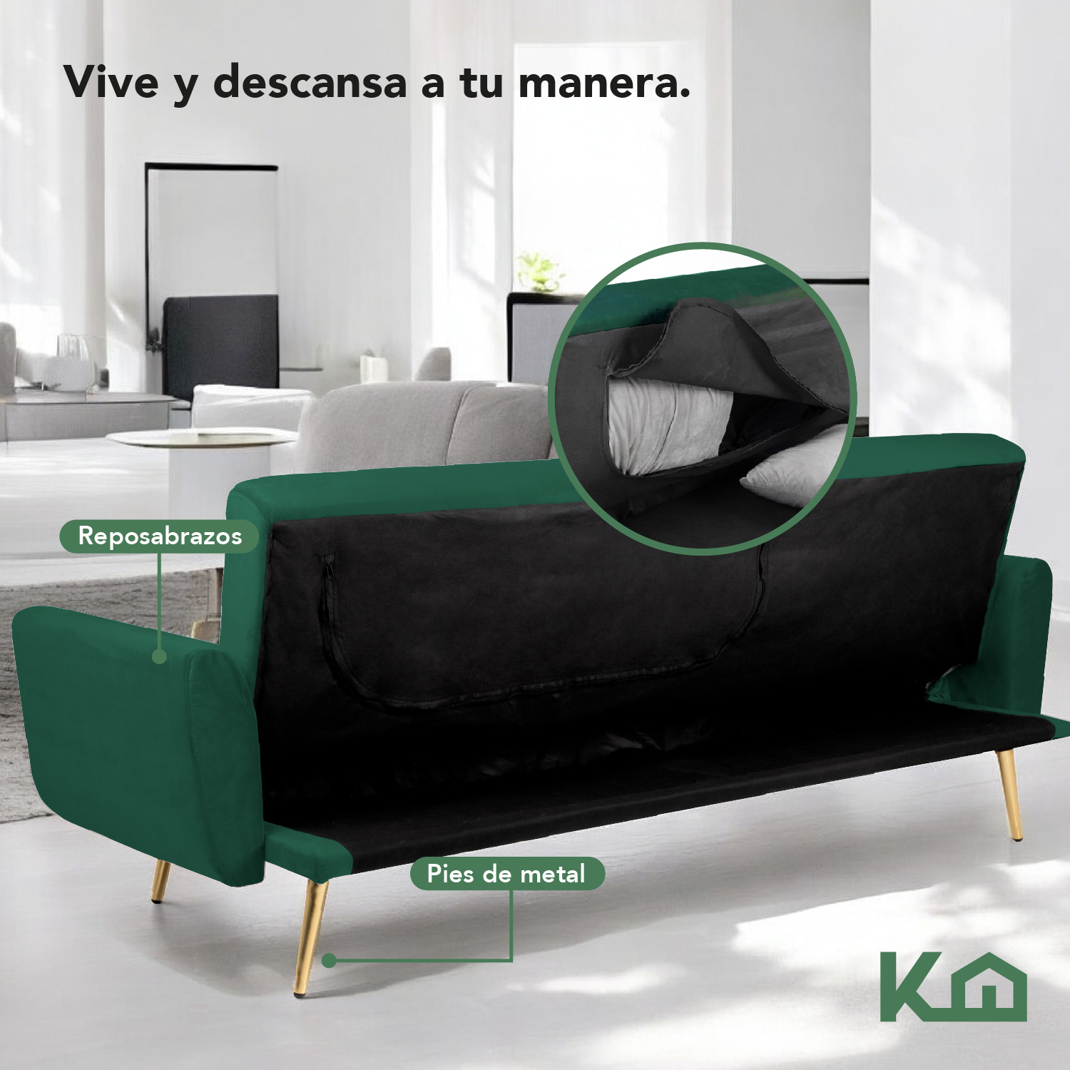 Foto 7 pulgar | Sofá Cama Silla Sillón Plegable Sala Moderna Velvet + Cojín