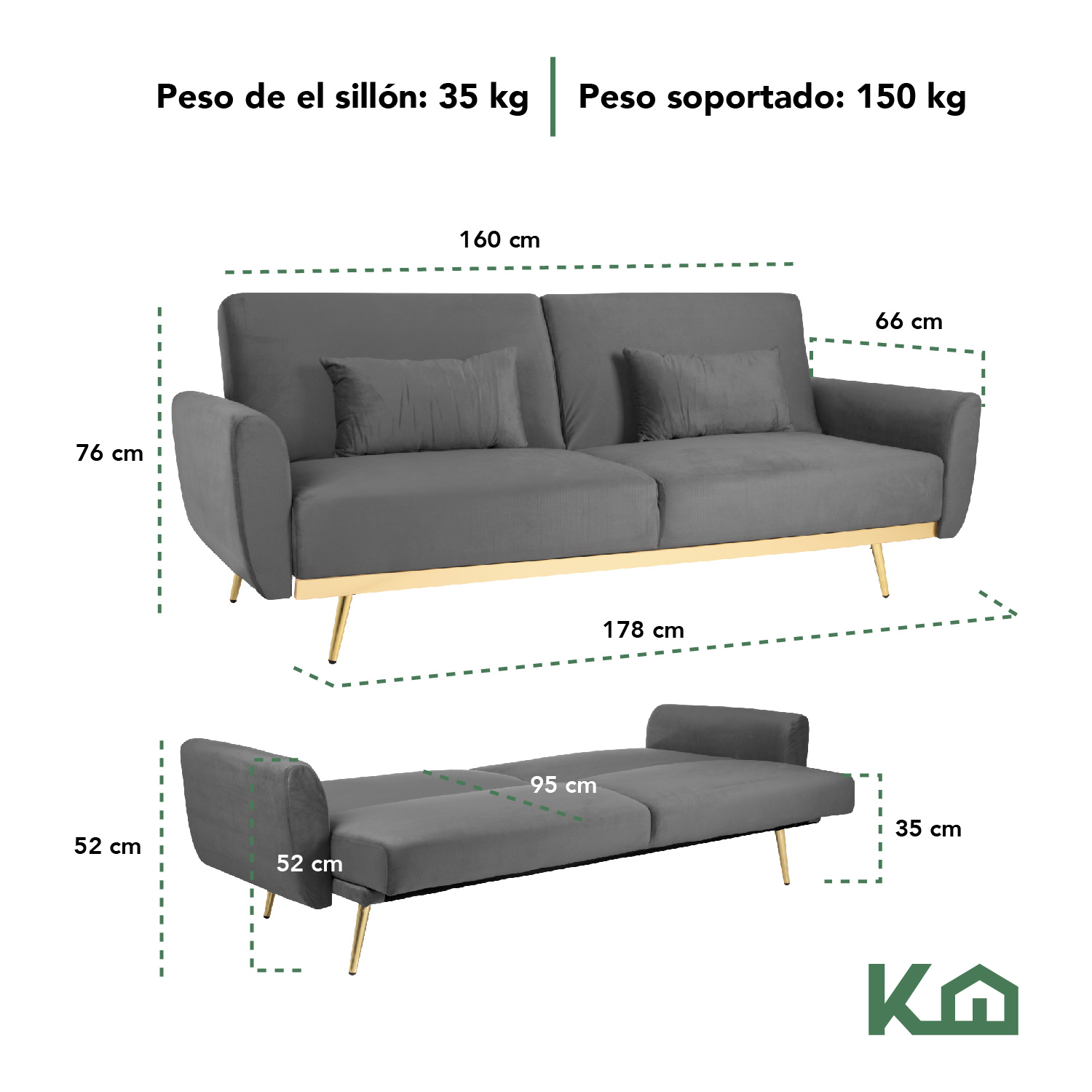 Foto 6 pulgar | Sofá Cama Silla Sillón Plegable Sala Moderna Velvet + Cojín