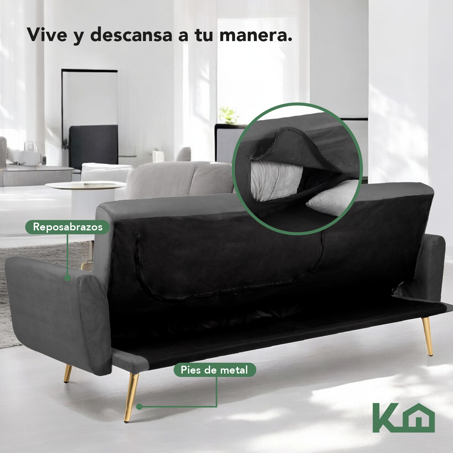 Foto 7 pulgar | Sofá Cama Silla Sillón Plegable Sala Moderna Velvet + Cojín