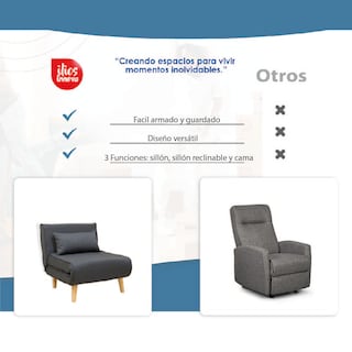 Foto 7 | Sofá Cama Plegable Iliosinnova Individual Gris