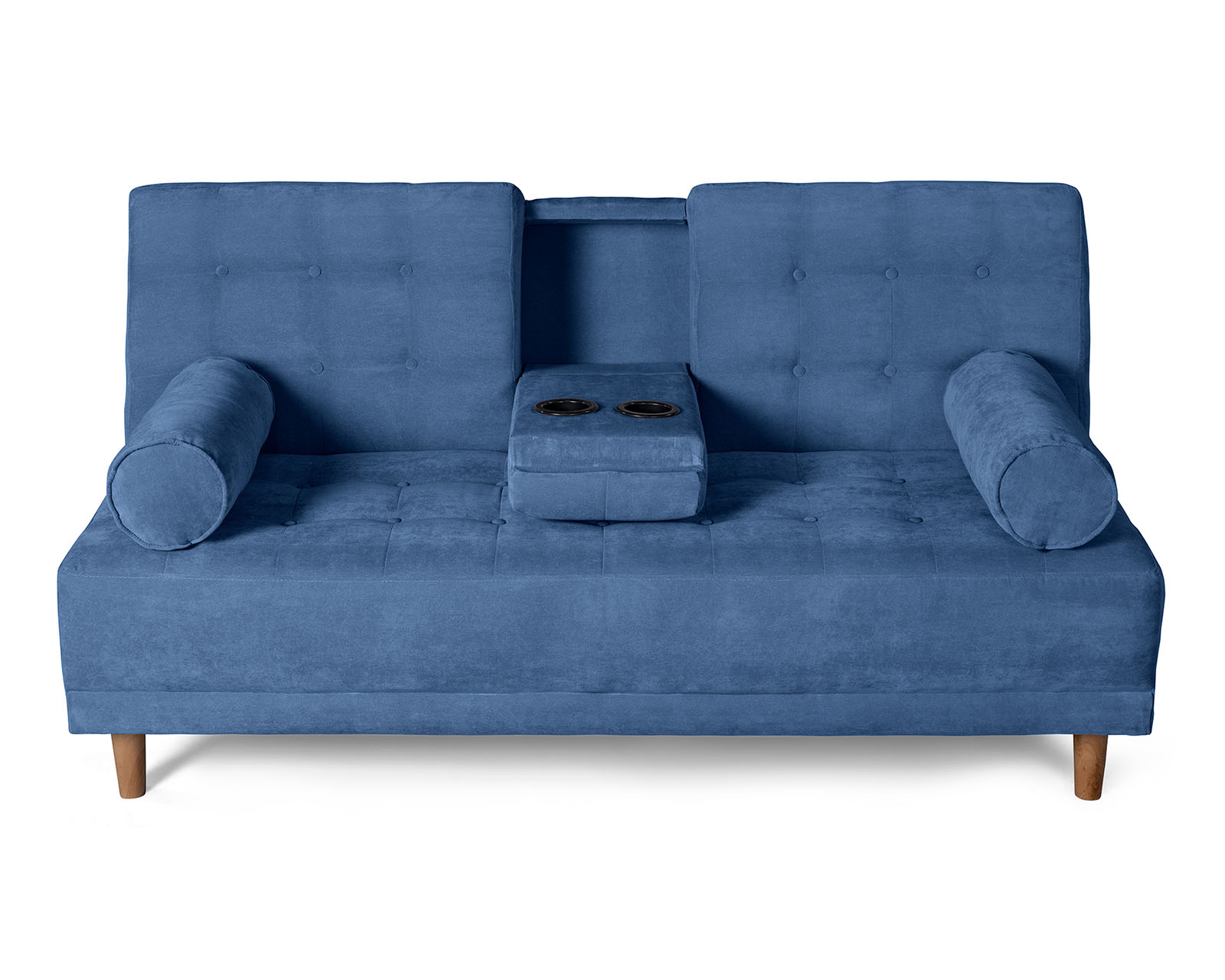 Sofá Cama De Velvet Azul Modelo Zambroni
